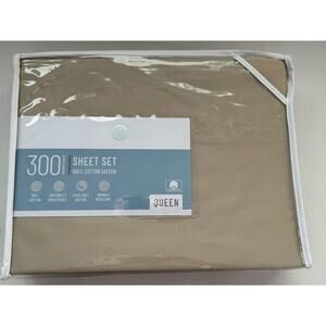 Welspun Cloud Soft4 PC QUEEN Sheet Set 100% Cotton Sateen Beige Silky Soft